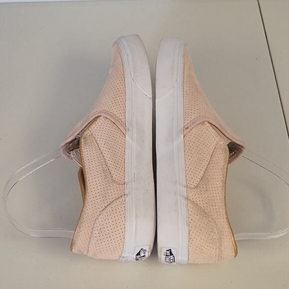 Vans Off the Wall Asher Suede Leather Perforated Slip‎ Ons Rose Pink Womens Sz 8 - Picture 6 of 10